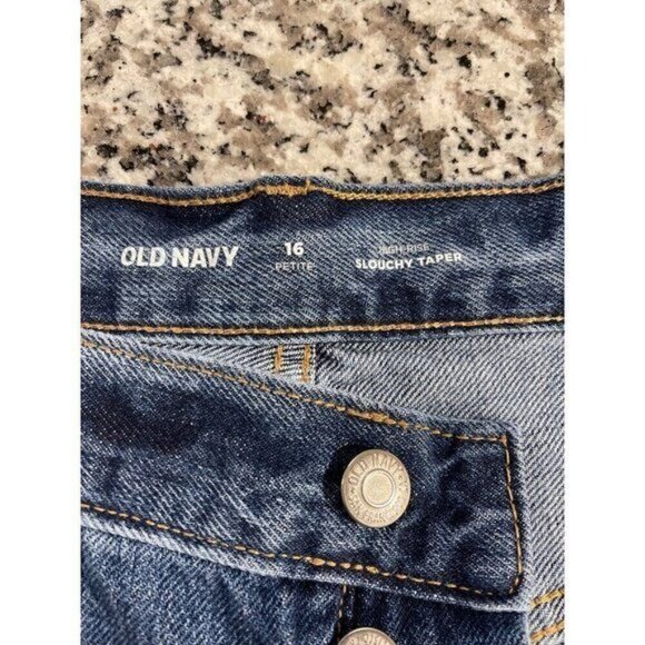 Old Navy Women’s Jeans 16 Petite Blue Denim Distressed Straight Leg High Rise - Picture 9 of 11